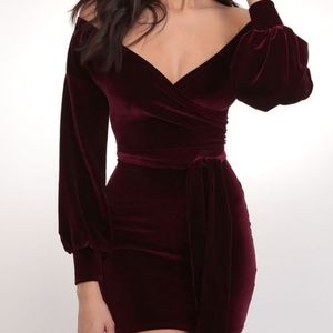 Off the shoulder velvet dress from Lucy in the Sky